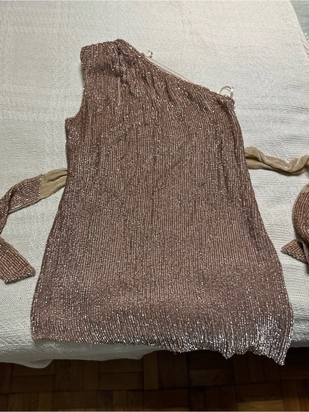 Retrofete Taupe Sequin Dress Sz M - Picture 3 of 13